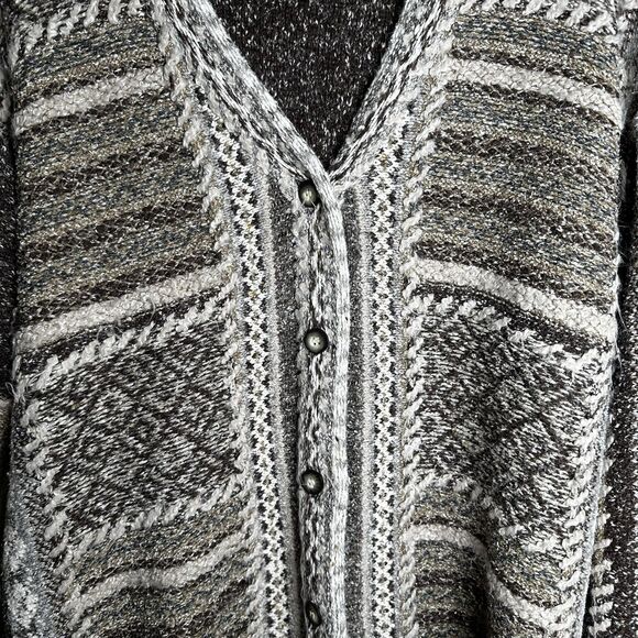 Vintage Ivy Collectibles Chunky Knit Cardigan Sweater Medium Geo Boho Grunge - Picture 7 of 9